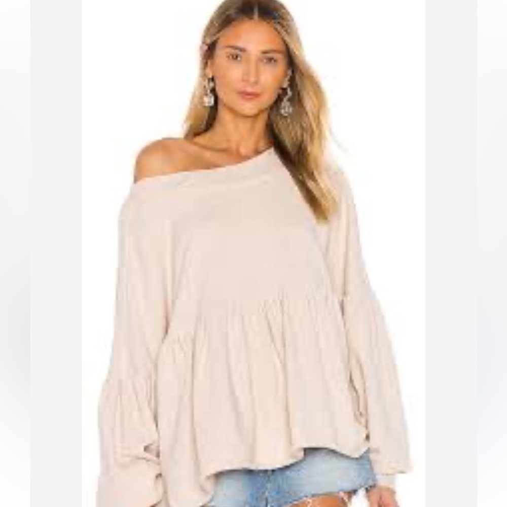 Free People peach/gray Heathered colored slouchy sweatshirt